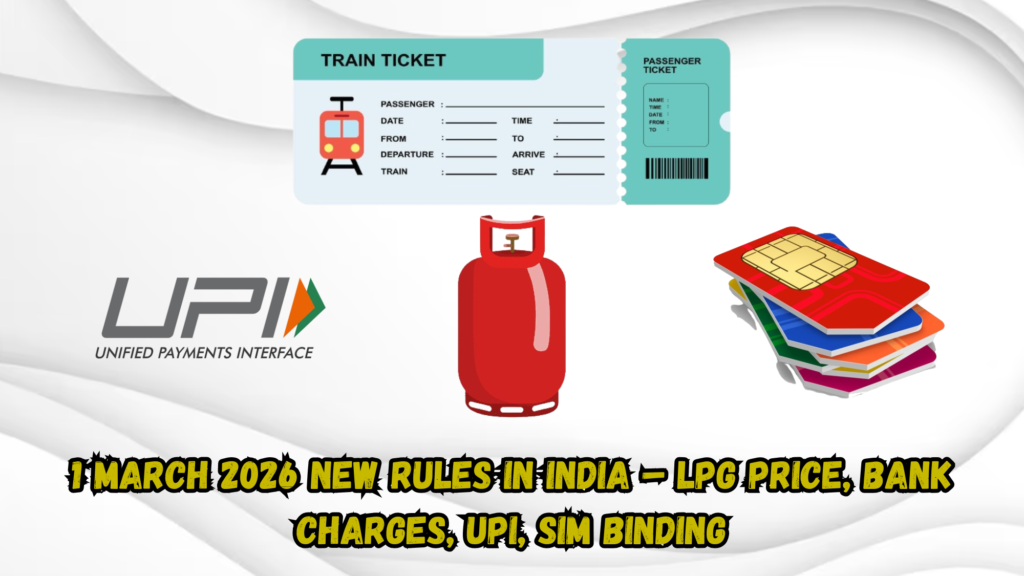 1 March 2026 New Rules in India – LPG Price Bank Charges Sim Binding Railway Tickets