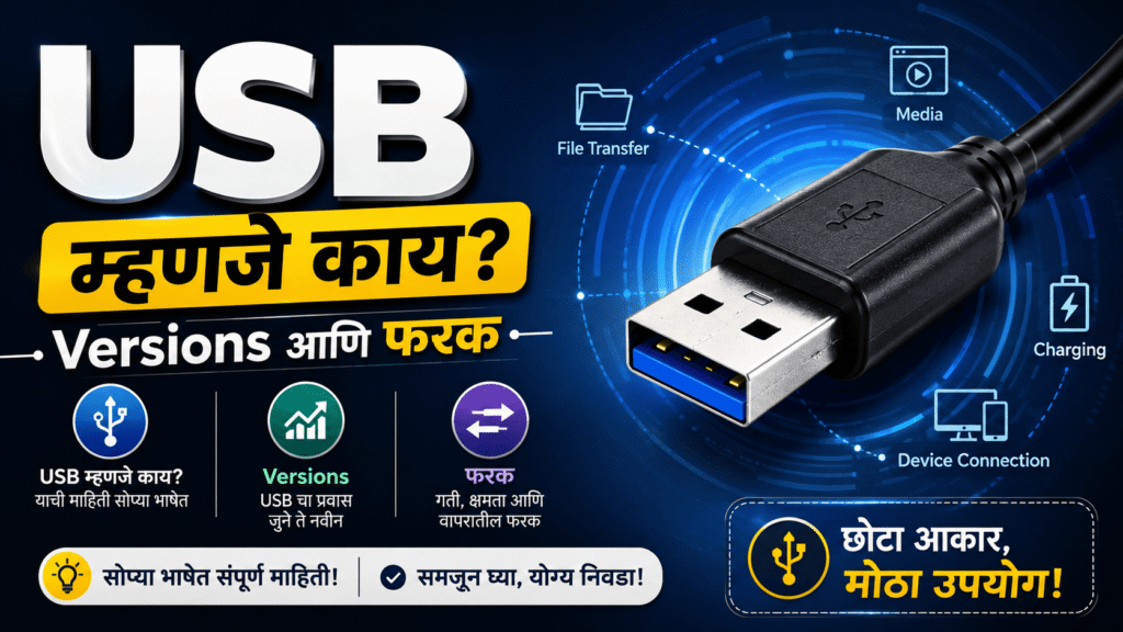 USB म्हणजे काय? प्रकार, Versions आणि फरक
